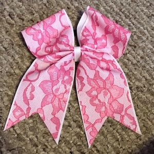 Pink lace cheer bow